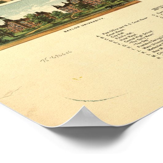 Waco Texas 1892 Antiek Panorama Poster (Hoek)