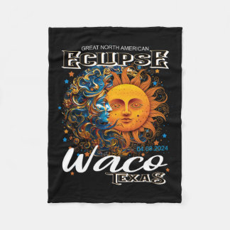 Waco Texas 2024 Totale Zonsverduistering Kosmisch  Fleece Deken