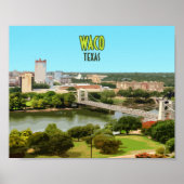 Waco Texas Brazos, Vintage binnenstad Poster (Voorkant)