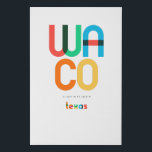 Waco Texas Mid Century, Pop Art, Imitatie Canvas Print<br><div class="desc">Waco Texas klassiek retro teruggooistijl van de jaren '70 en '80. Heldere primaire kleuren in de abstracte kunststijl van de 20e eeuw met eenvoudige geometrische elementen.  pop kunst. Eenvoudig gedurfd,  je eigen woonplaats hardop draag.</div>