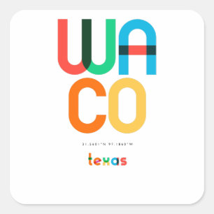 Waco Texas Mid Century, Pop Art, Vierkante Sticker