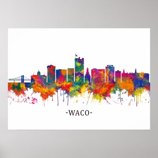 Waco Texas Skyline Poster (Voorkant)