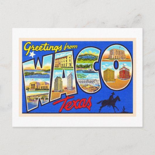 Waco Texas TX Vintage Large Letter Postcard Briefkaart (Voorkant)