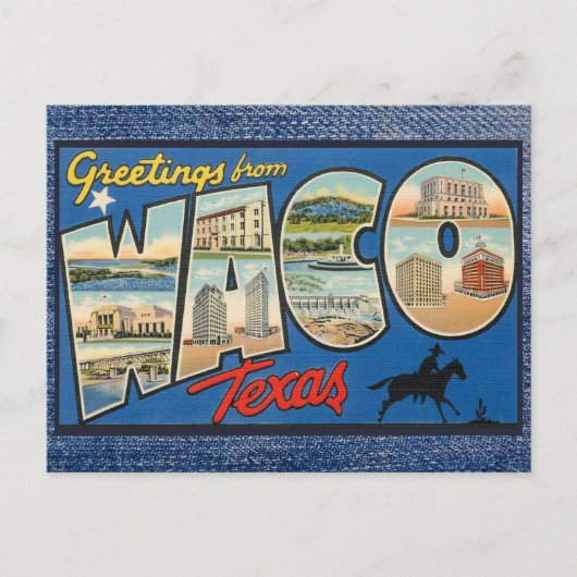 Waco Texas Vintage Travel Briefkaart (Voorkant)