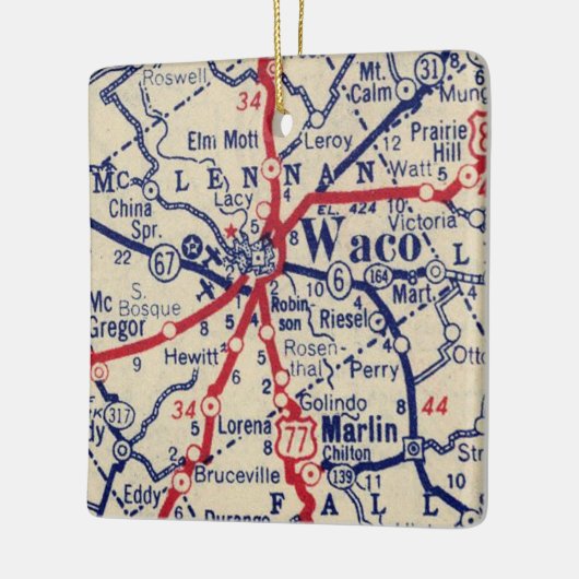 Waco TX 1941 Map Keramisch Ornament (Links)