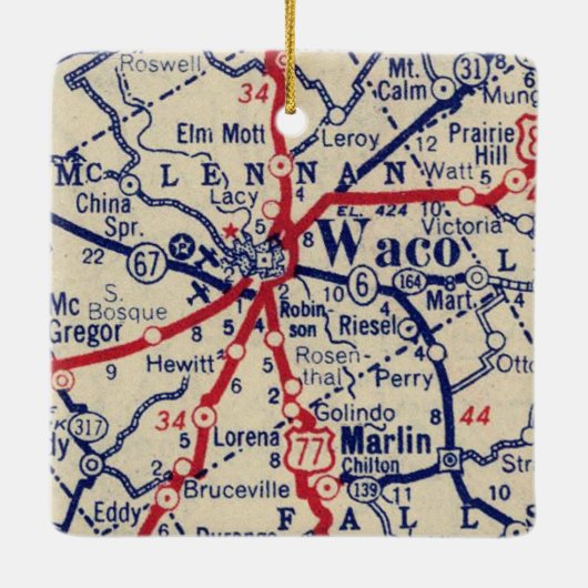 Waco TX 1941 Map Keramisch Ornament (Achterkant)