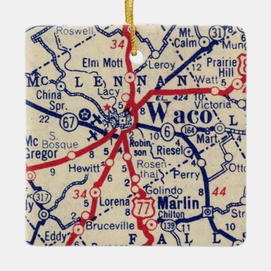 Waco TX 1941 Map Keramisch Ornament (Voorkant)