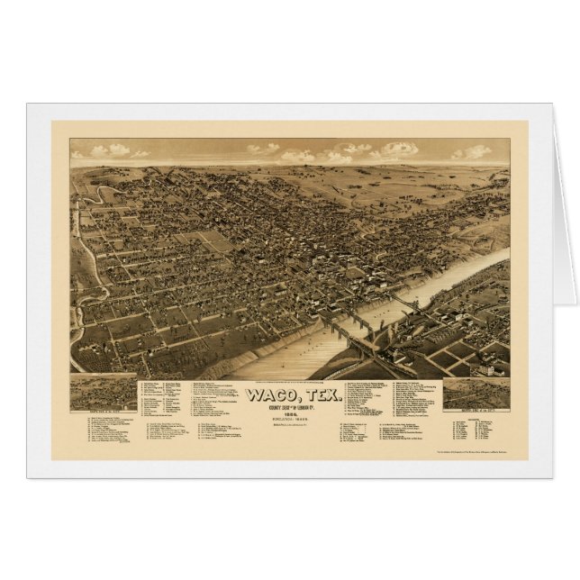 Waco, TX Panorama Map - 1886 (Voorkant Horizontaal)