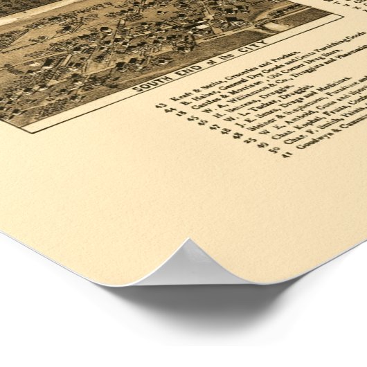 Waco, TX Panorama Map - 1886 Poster (Hoek)