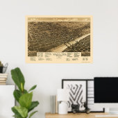Waco, TX Panorama Map - 1886 Poster (Thuiskantoor)