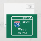 Waco, TX Road Sign Briefkaart (Voorkant / Achterkant)