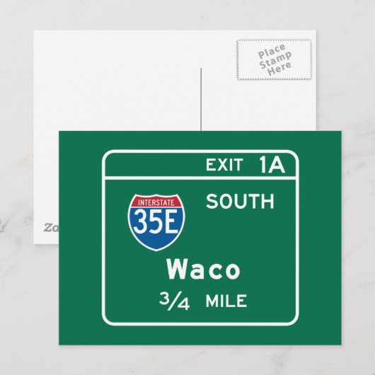 Waco, TX Road Sign Briefkaart (Voorkant / Achterkant)