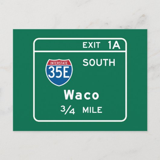 Waco, TX Road Sign Briefkaart (Voorkant)