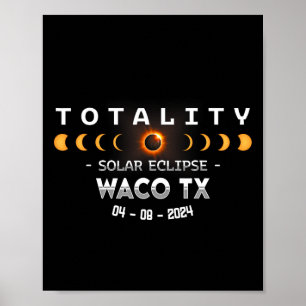 Waco Tx Totale Zonsverduistering 2024 Poster