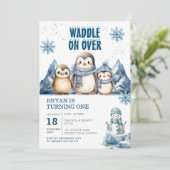 Waddel op pinguïns over de verjaardag van arctisch kaart (Staand voorkant)