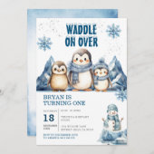 Waddel op pinguïns over de verjaardag van arctisch kaart (Voorkant / Achterkant)