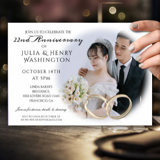 Wadding Anniversary Classic Minimalist Photo Kaart