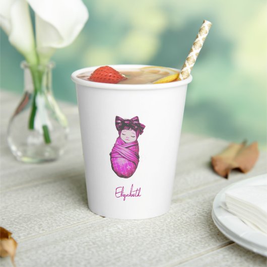 Waddle dan inbakeren roze Baby shower Papieren Bekers (Insitu)