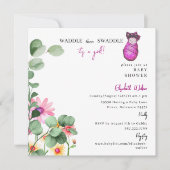 Waddle dan Swaddle Het is een meisje roze Baby sho Kaart (Voorkant)