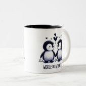 Waddle die ik zonder jou doe? Pinguïn Tweekleurige Koffiemok (Voorkant rechts)