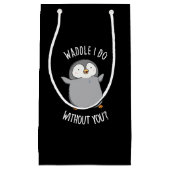 Waddle I do without You Funny Penguin Pun Dark BG Klein Cadeauzakje (Voorkant)