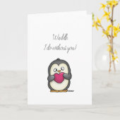 Waddle I Do Without You Penguin Wenskaart Kaart (Gele Bloem)