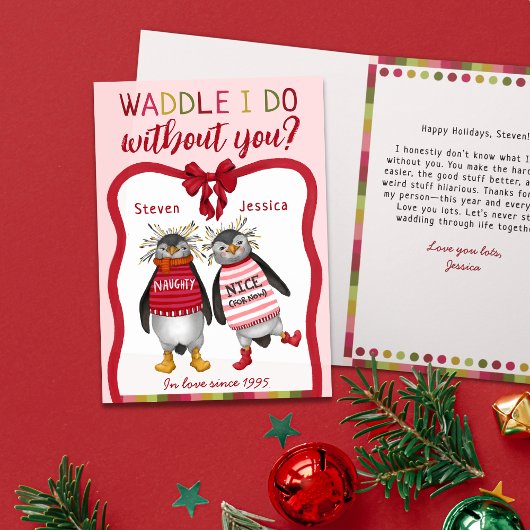 Waddle I Do Without You Pinguïn Koppels voor Kerst Kaart