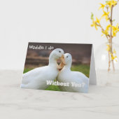 Waddle ik doe grappige eend vrienden kaart (Gele Bloem)