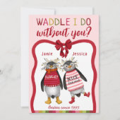 Waddle ik doe het zonder jou? Penguin Bestie Chris Feestdagenkaart (Voorkant)