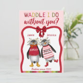 Waddle ik doe het zonder jou? Penguin Bestie Chris Feestdagenkaart (Staand voorkant)