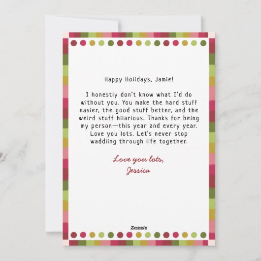 Waddle ik doe het zonder jou? Penguin Bestie Chris Feestdagenkaart (Achterkant)