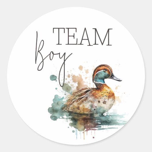 Waddle It Be Duck Genderonthulling Team Boy Stemme Ronde Sticker (Voorkant)