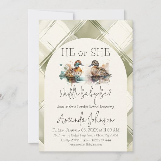 Waddle It Be Mallard Duck Genderonthulling Kaart (Voorkant)