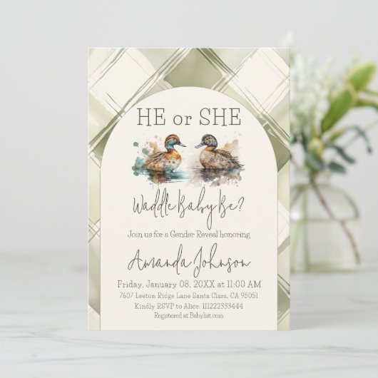 Waddle It Be Mallard Duck Genderonthulling Kaart (Staand voorkant)