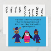 Waddles Afstuderen Foutuitnodiging Kaart (Voorkant / Achterkant)