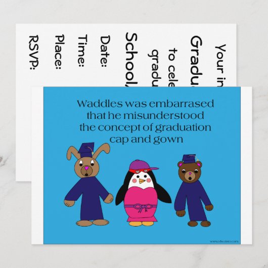 Waddles Afstuderen Foutuitnodiging Kaart (Voorkant / Achterkant)