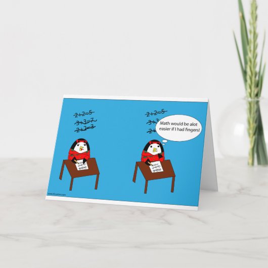 Waddles Hates Math Card Kaart (Voorkant)