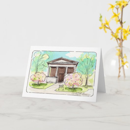 Wade Chapel op Lakeview Cemetery Folded Card Kaart (Gele Bloem)