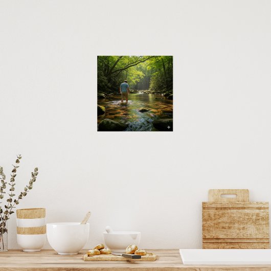 Waden in de Creek Poster (Keuken)