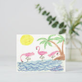 Wadende flamingo's briefkaart (Staand voorkant)