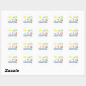 Wadende flamingo's ronde sticker (Vel)