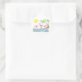 Wadende flamingo's ronde sticker (Tas)