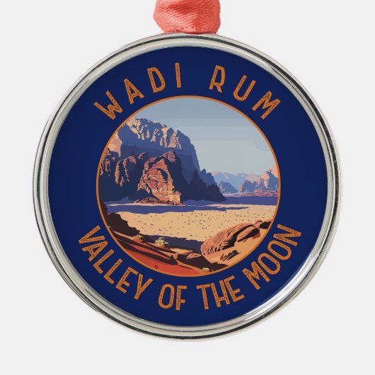 Wadi Rum Jordan Retro Verdrietige Cirkel Metalen Ornament (Voorkant)
