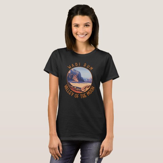 Wadi Rum Jordan Retro Verdrietige Cirkel T-shirt (Voorkant volledig)
