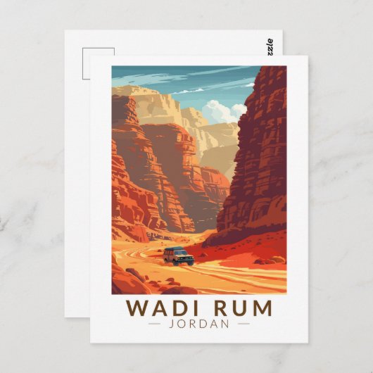 Wadi Rum Jordan Travel Art  Briefkaart (Voorkant / Achterkant)