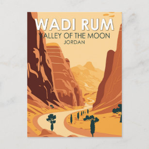 Wadi Rum Jordan Travel Art  Briefkaart