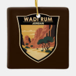 Wadi Rum Jordan Travel Art  Keramisch Ornament<br><div class="desc">Wadi Rum vectorillustratie. Ook bekend als de vallei van de maan is het een vallei die in de zandsteen en het granietgesteente in het zuiden van Jordanië is doorgesneden.</div>