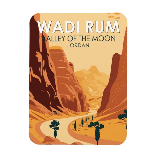 Wadi Rum Jordan Travel Art  Magneet (Verticaal)