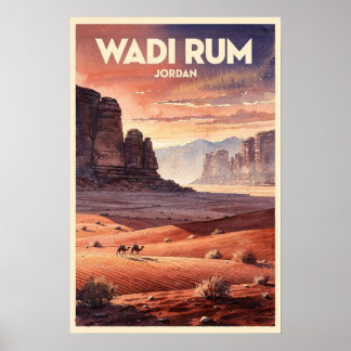 Wadi Rum Jordanië Vintage Reis Poster