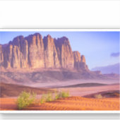 Wadi Rum woestijn in Jordanië, Vakantie Sticker (Voorkant)